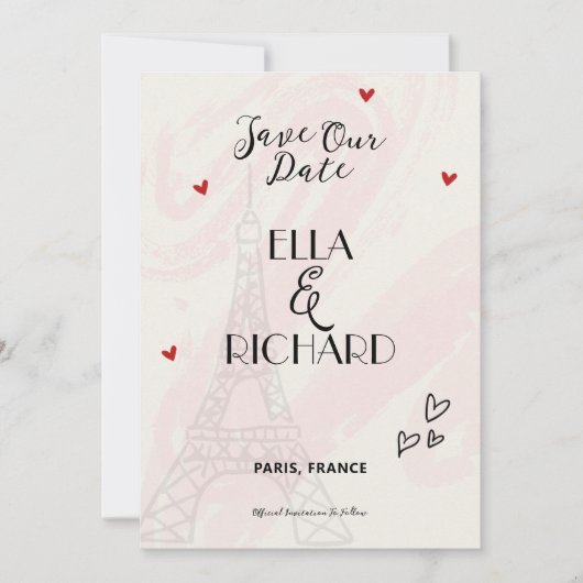 Whimsical Romantic Paris Save the Date Einladung (Vorderseite)