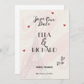 Whimsical Romantic Paris Save the Date Einladung (Vorne/Hinten)