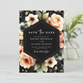 Whimsical Romantic Peach Wedding Save The Date (Stehend Vorderseite)