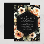 Whimsical Romantic Peach Wedding Save The Date (Vorne/Hinten)