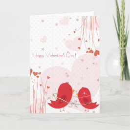 Whimsical Romantic Red Birds Happy Valentinstag Feiertagskarte