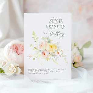 Whimsical Romantic Summer Pastels Floral Wedding Einladung