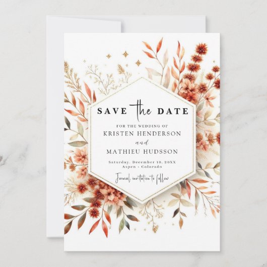 Whimsical Romantic Terracotta Wedge Save The Date (Vorderseite)