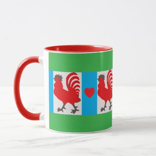 Whimsical Rooster Mug – Red, Blue, Green & Black Tasse (Links)