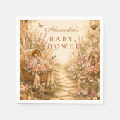 Whimsical Rosa Boho-Baby-Party Serviette (Vorderseite)