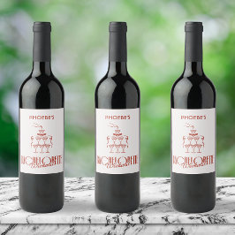 Whimsical Rosa Doodle Custom Wine Flasche Label Weinetikett