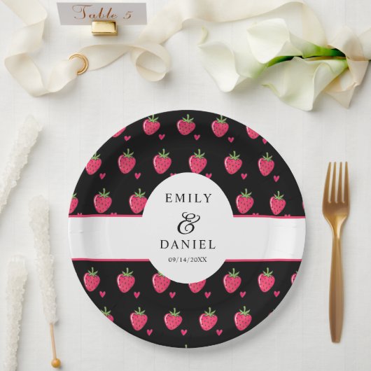 Whimsical-Rosa-Erdbeer-Hochzeit Pappteller (Hochzeit)