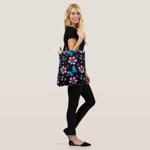 Whimsical Rosa Floral und Blau Schmetterling Nahtl Tasche
