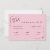 Whimsical Rosa Handgeschriebene Kritzeln Hochzeit  RSVP Karte (Vorderseite)