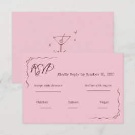 Whimsical Rosa Handgeschriebene Kritzeln Hochzeit  RSVP Karte