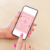 Whimsical Rosa Rosa Wavy Rahmen Hochzeitsempfang Einladung