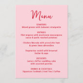 Whimsical Rosa und Rote Herz Hochzeit Menükarte (Vorderseite)