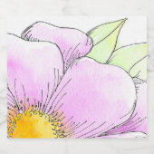 Whimsical Rosa Wasserfarben-Blume Schaumweinetikett (Einzelnes Label)