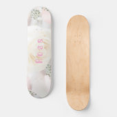 Whimsical Rose and White Floral Skateboard (Vorderseite)