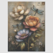 Whimsical Rose & Dragonfly Ephemera Decoupage  Seidenpapier (Vorderseite)