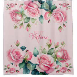 Whimsical Rose Garden: Rosa Duschvorhang