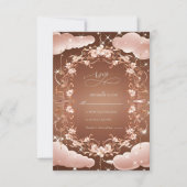 Whimsical Rose Gold Verzierte Blumenhochzeit RSVP Karte (Vorderseite)