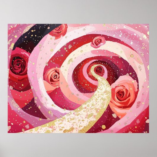 Whimsical roses garden poster (Vorne)