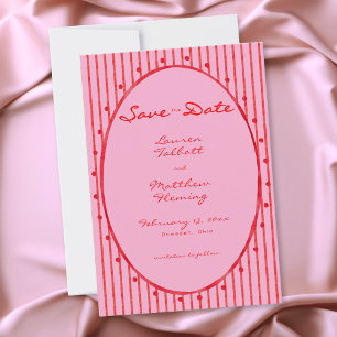 Whimsical rote pink Wasserfarben-Streifen-Hochzeit Save The Date