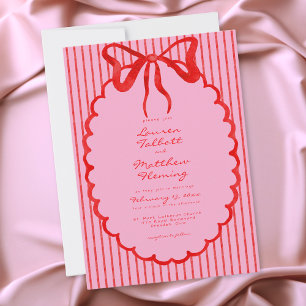 Whimsical rote pinke Wasserfarbe-Bow-Schlitz-Hochz Einladung