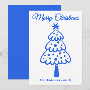Whimsical Royal Blue Hand gezeichnete Weihnachtsba Feiertagskarte