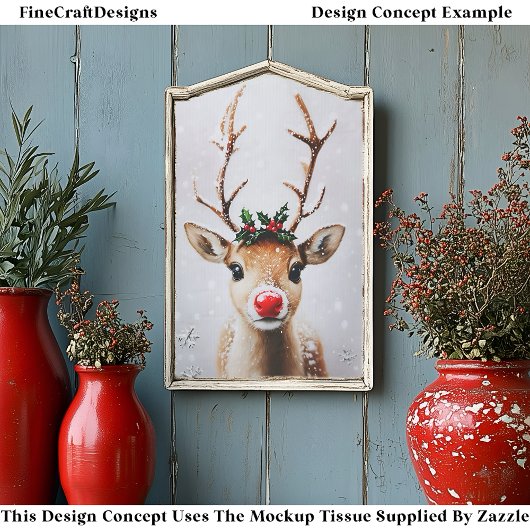 Whimsical Rudolph Reindeer Red Nose EJ1 Decoupage Seidenpapier