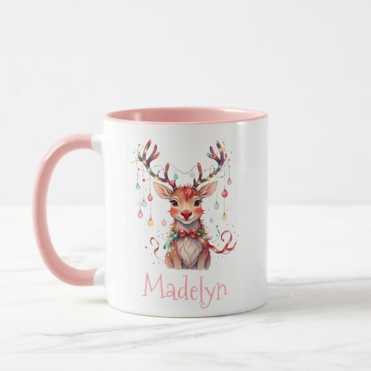 Whimsical Rudolph und Weihnachtslicht Tasse (Links)