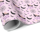 Whimsical "Run Away with Me" Halloween Hexe & Bat Geschenkpapier (Rolleneckpunkt)