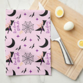 Whimsical "Run Away with Me" Halloween Hexe & Bat Geschirrtuch (Viertel Falte)