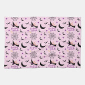Whimsical "Run Away with Me" Halloween Hexe & Bat Geschirrtuch (Horizontal)