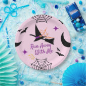 Whimsical "Run Away with Me" Halloween Hexe & Bat Pappteller (Party)