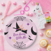 Whimsical "Run Away with Me" Halloween Hexe & Bat Pappteller (Party)