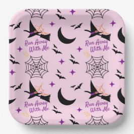 Whimsical "Run Away with Me" Halloween Hexe & Bat Pappteller