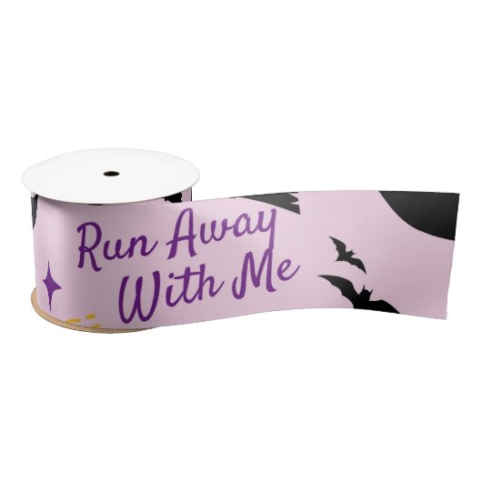 Whimsical "Run Away with Me" Halloween Hexe & Bat Satinband (Spule)