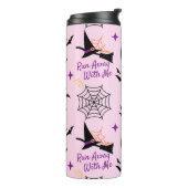 Whimsical "Run Away with Me" Halloween Hexe & Bat Thermosbecher (Nach links gedreht)