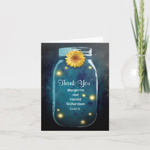 Whimsical Rustic Blau Mason Jar Dankeschön Dankeskarte
