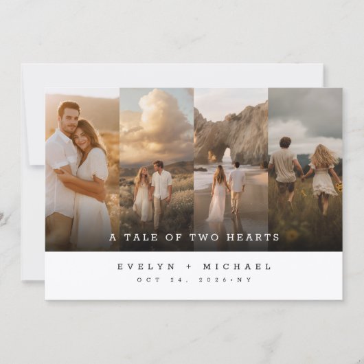 Whimsical Rustic Collage Photo Wedding Einladung (Vorderseite)