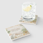 Whimsical Rustic Country House Family Name Steinuntersetzer (Seitenansicht)