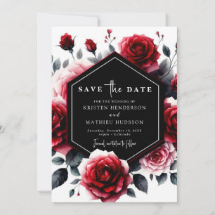 Whimsical Rustic Crimson Red Wedding Save The Date