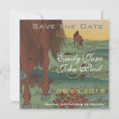 Whimsical Rustic Horse Save the Date (Vorderseite)
