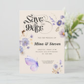 Whimsical Rustic Schmetterflies Hochzeit Save The Date (Stehend Vorderseite)