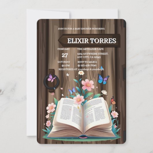 Whimsical Rustic Storybook Baby Dusche Einladung (Vorderseite)