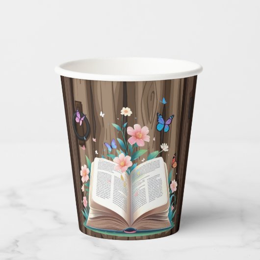 Whimsical Rustic Storybook Baby Dusche Pappbecher (Vorderseite)