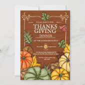 Whimsical Rustic Thanksgiving Dinner Pumpkin Fall Einladung (Vorderseite)