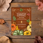 Whimsical Rustic Thanksgiving Dinner Pumpkin Fall Einladung