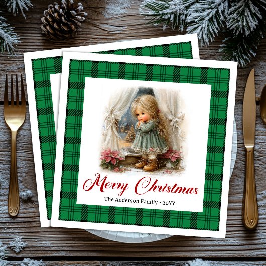 Whimsical Rustic Weihnachtsszene Individuelle Serv Serviette