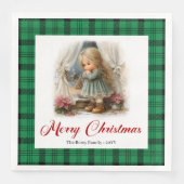 Whimsical Rustic Weihnachtsszene Individuelle Serv Serviette (Vorderseite)