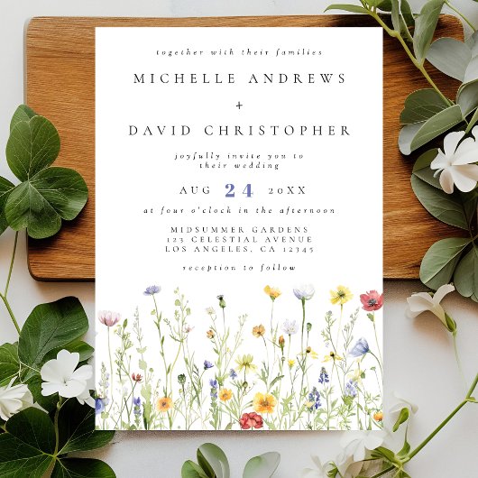 Whimsical Rustic Wildblume Wedding Einladung