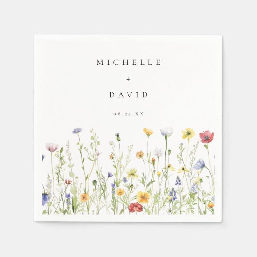 Whimsical Rustic Wildblume Wedding Serviette (Vorderseite)