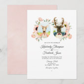 Whimsical Rustic Woodland Forest Deer Wedding Einladung (Vorne/Hinten)